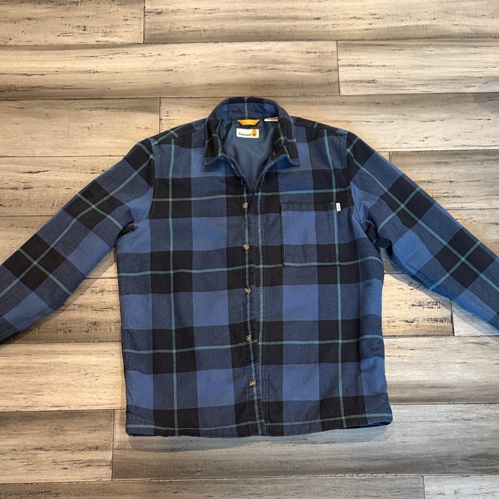 Timberland Blue and Black Plaid Shirt Jacket
